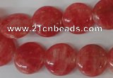 CRC24 15.5 inches 16mm flat round dyed rhodochrosite gemstone beads