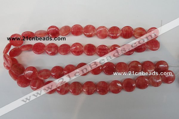 CRC24 15.5 inches 16mm flat round dyed rhodochrosite gemstone beads