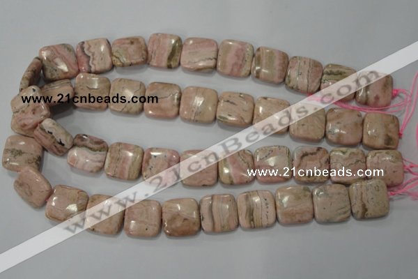 CRC303 15.5 inches 18*18mm square Peru rhodochrosite beads