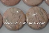 CRC308 15.5 inches 25mm flat round Peru rhodochrosite beads