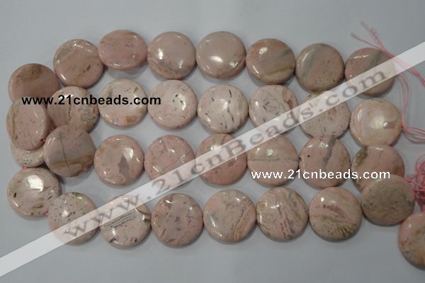 CRC308 15.5 inches 25mm flat round Peru rhodochrosite beads