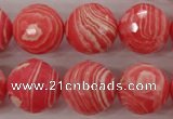 CRC406 15.5 inches 16mm faceted round synthetic rhodochrosite beads