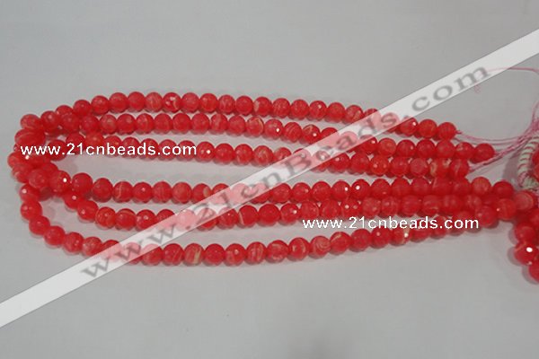 CRC512 15.5 inches 8mm faceted round synthetic rhodochrosite beads