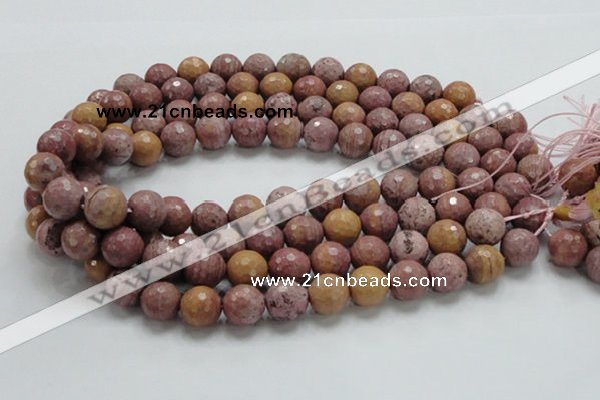 CRC61 15.5 inches 14mm faceted round rhodochrosite gemstone beads