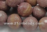 CRC63 15.5 inches 18mm faceted round rhodochrosite gemstone beads