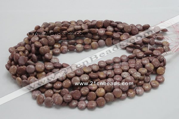 CRC71 15.5 inches 10mm flat round rhodochrosite gemstone beads