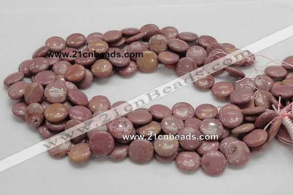 CRC73 15.5 inches 16mm flat round rhodochrosite gemstone beads