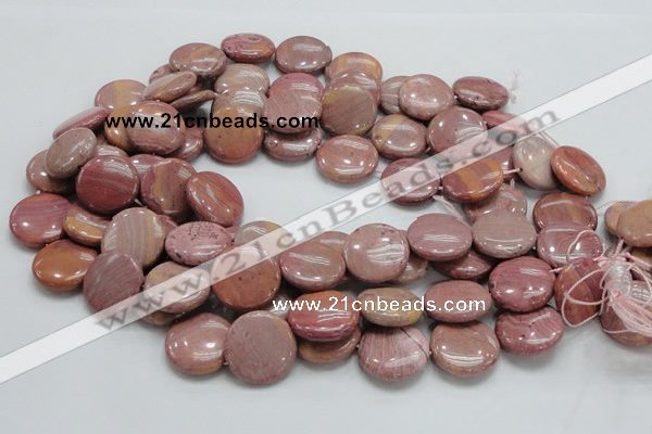 CRC74 15.5 inches 20mm flat round rhodochrosite gemstone beads