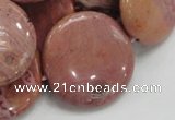 CRC76 15.5 inches 30mm flat round rhodochrosite gemstone beads