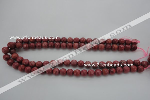 CRC802 15.5 inches 8mm faceted round Brazilian rhodochrosite beads