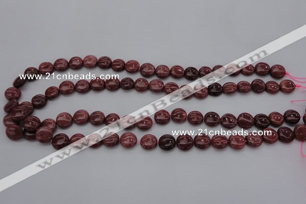 CRC813 15.5 inches 10mm flat round Brazilian rhodochrosite beads