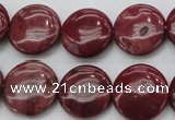 CRC816 15.5 inches 16mm flat round Brazilian rhodochrosite beads