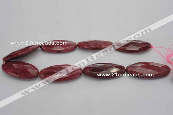 CRC862 15.5 inches 25*50mm faceted oval Brazilian rhodochrosite beads