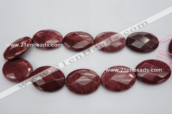 CRC863 15.5 inches 30*40mm faceted oval Brazilian rhodochrosite beads