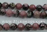 CRD11 15.5 inches 6mm faceted round rhodonite gemstone beads