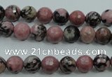 CRD11 15.5 inches 6mm faceted round rhodonite gemstone beads