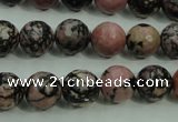 CRD14 15.5 inches 10mm faceted round rhodonite gemstone beads