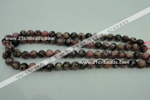 CRD14 15.5 inches 10mm faceted round rhodonite gemstone beads