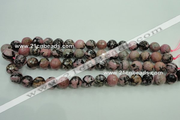 CRD15 15.5 inches 12mm faceted round rhodonite gemstone beads