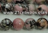 CRD16 15.5 inches 14mm faceted round rhodonite gemstone beads