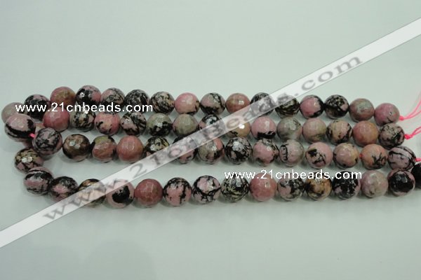 CRD16 15.5 inches 14mm faceted round rhodonite gemstone beads