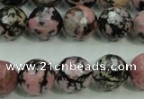 CRD17 15.5 inches 16mm faceted round rhodonite gemstone beads