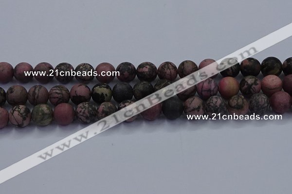 CRD27 15.5 inches 12mm round matte rhodonite beads wholesale