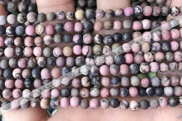 CRD30 15.5 inches 4mm round matte rhodonite beads wholesale