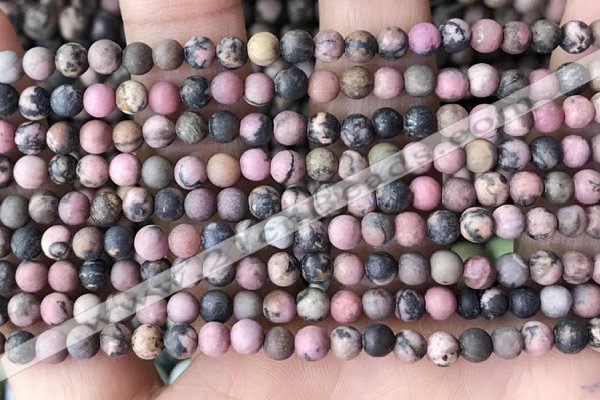 CRD30 15.5 inches 4mm round matte rhodonite beads wholesale