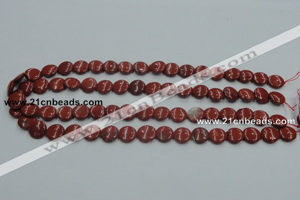 CRE06 16 inches 12mm flat round natural red jasper beads wholesale