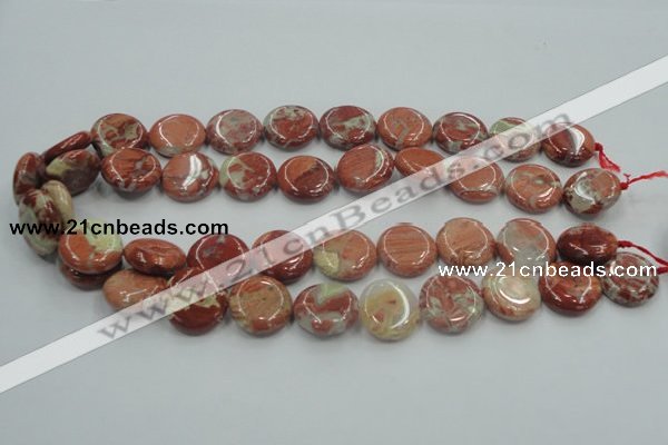 CRE08 16 inches 20mm flat round natural red jasper beads wholesale