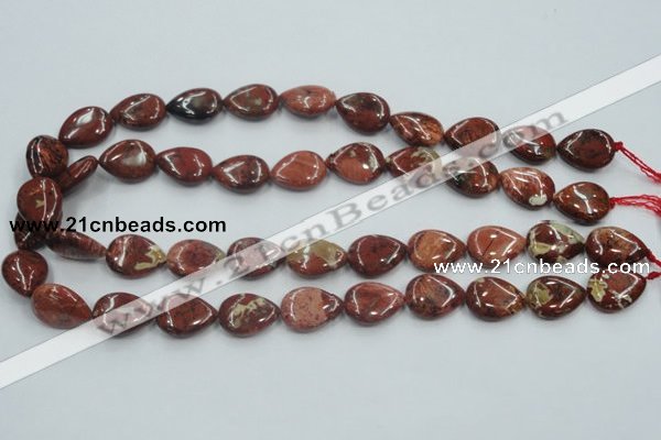 CRE15 16 inches 13*18mm flat teardrop natural red jasper beads wholesale