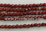 CRE151 15.5 inches 4mm faceted round red jasper beads wholesale