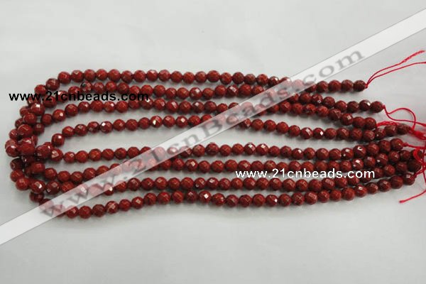 CRE152 15.5 inches 6mm faceted round red jasper beads wholesale