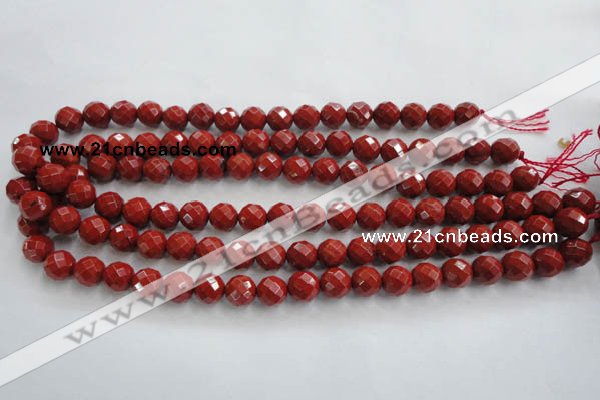CRE154 15.5 inches 10mm faceted round red jasper beads wholesale