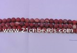 CRE160 15.5 inches 4mm round matte red jasper beads