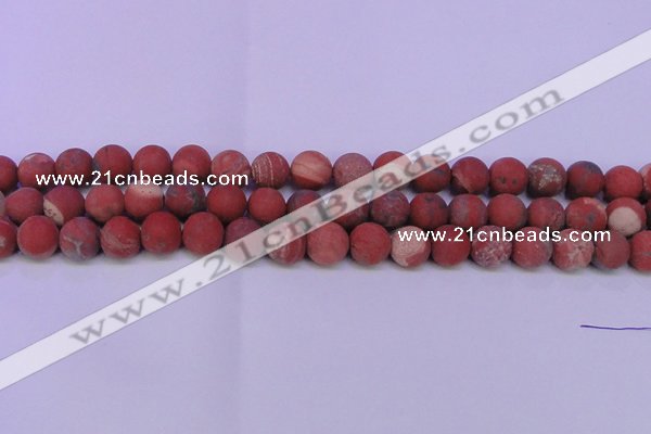 CRE160 15.5 inches 4mm round matte red jasper beads