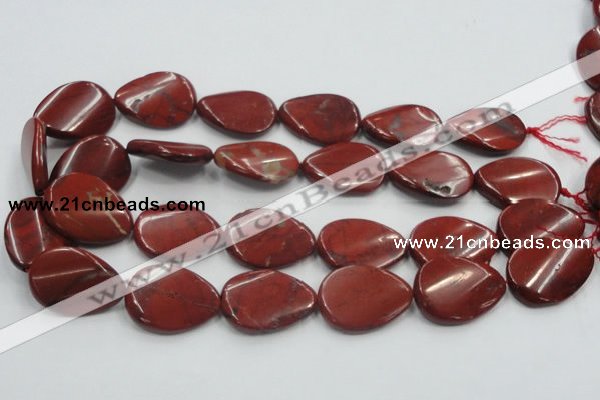 CRE18 16 inches 22*30mm twisted teardrop natural red jasper beads wholesale