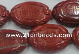 CRE19 16 inches 22*30mm carved oval natural red jasper beads wholesale