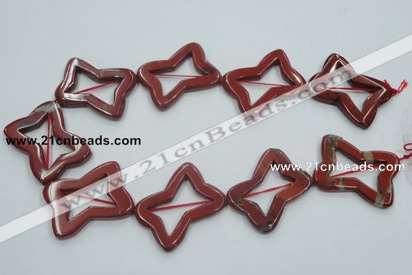 CRE23 16 inches 30*40mm bowknot natural red jasper beads wholesale