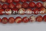 CRE330 15.5 inches 4mm faceted round red jasper beads