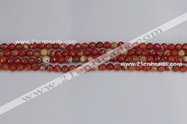 CRE330 15.5 inches 4mm faceted round red jasper beads