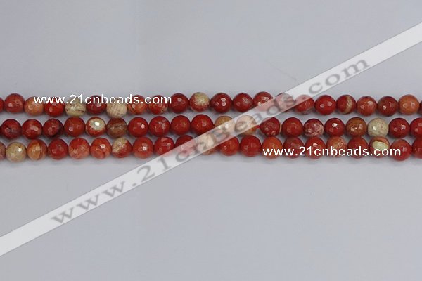 CRE331 15.5 inches 6mm faceted round red jasper beads