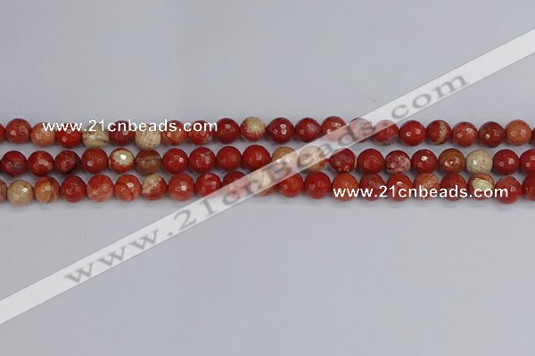 CRE331 15.5 inches 6mm faceted round red jasper beads