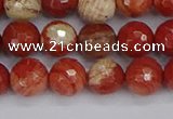 CRE332 15.5 inches 8mm faceted round red jasper beads