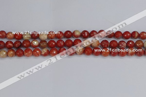 CRE332 15.5 inches 8mm faceted round red jasper beads