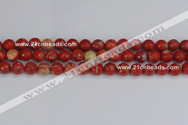 CRE333 15.5 inches 10mm faceted round red jasper beads