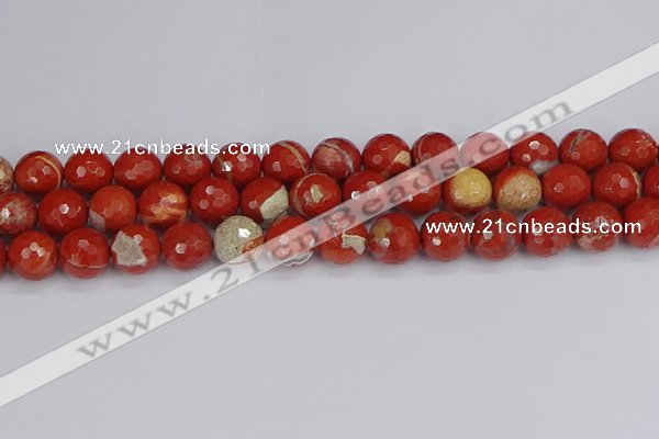 CRE334 15.5 inches 12mm faceted round red jasper beads