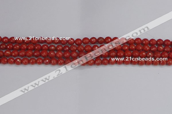 CRE338 15.5 inches 4mm faceted round red jasper beads