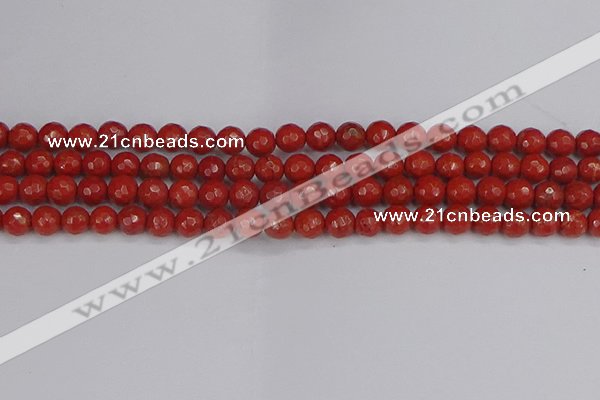 CRE339 15.5 inches 6mm faceted round red jasper beads